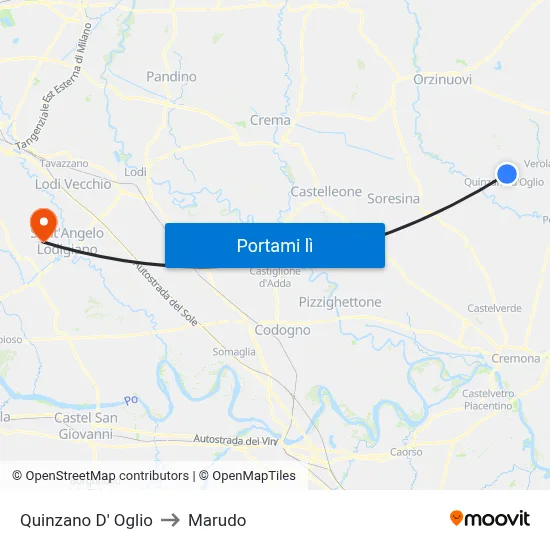 Quinzano D' Oglio to Marudo map