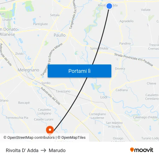 Rivolta D' Adda to Marudo map