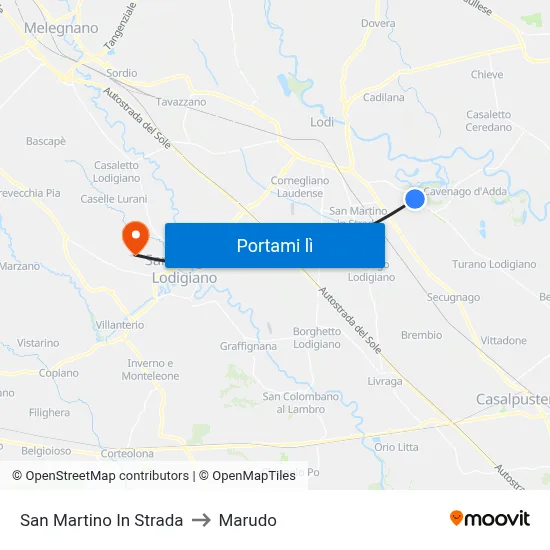 San Martino In Strada to Marudo map