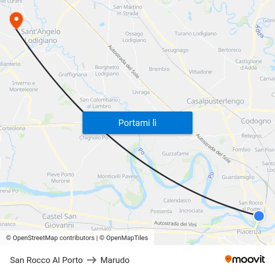 San Rocco Al Porto to Marudo map