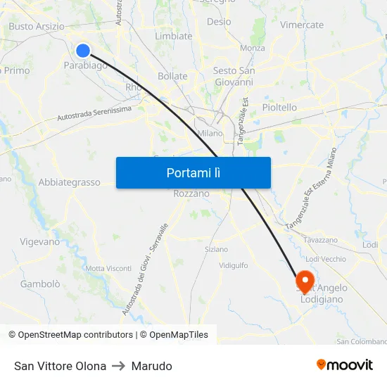 San Vittore Olona to Marudo map
