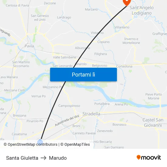 Santa Giuletta to Marudo map