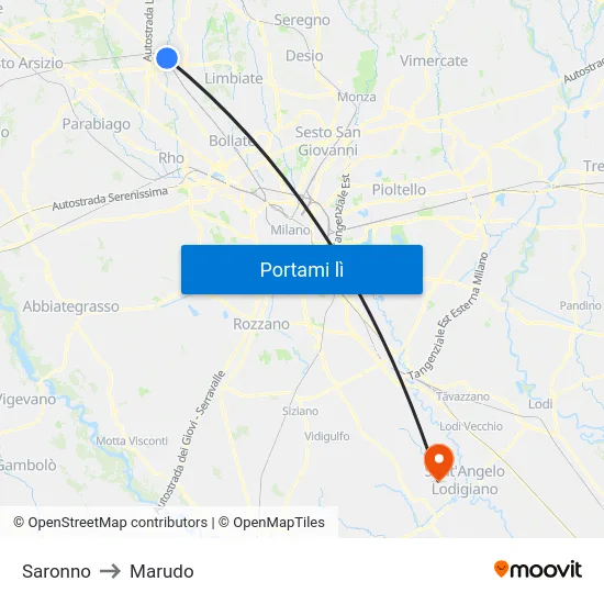 Saronno to Marudo map