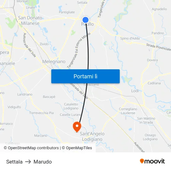 Settala to Marudo map