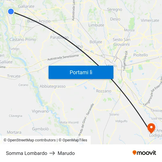 Somma Lombardo to Marudo map