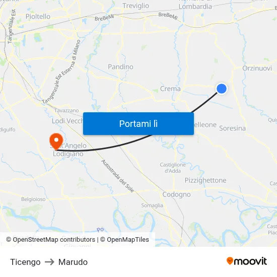 Ticengo to Marudo map