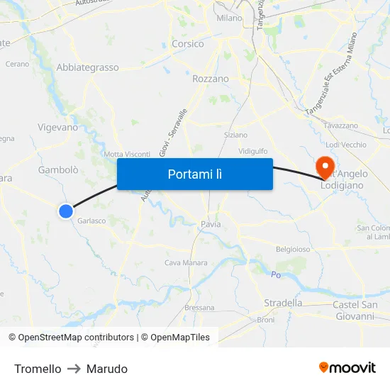 Tromello to Marudo map