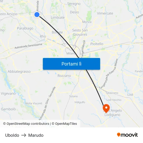 Uboldo to Marudo map