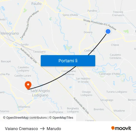 Vaiano Cremasco to Marudo map