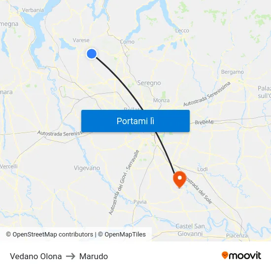 Vedano Olona to Marudo map