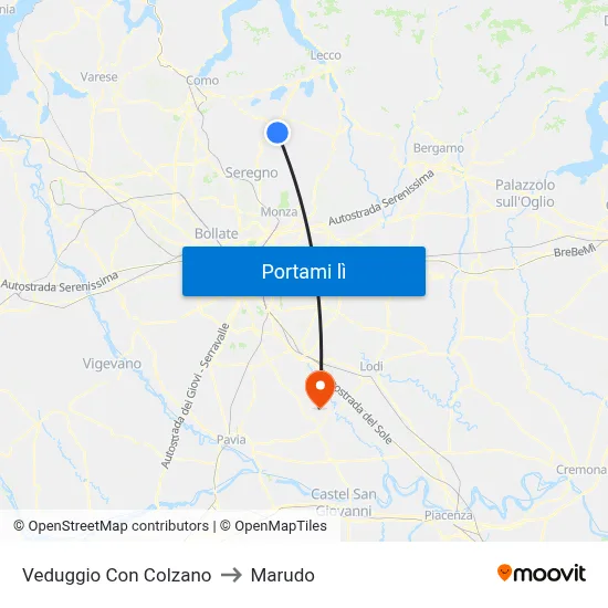 Veduggio Con Colzano to Marudo map