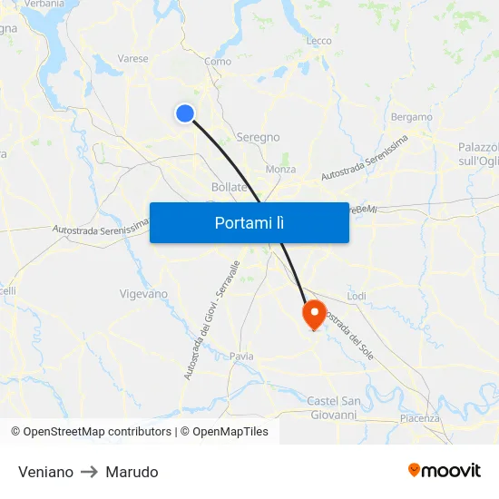 Veniano to Marudo map