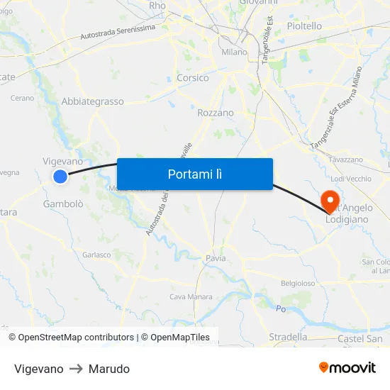Vigevano to Marudo map
