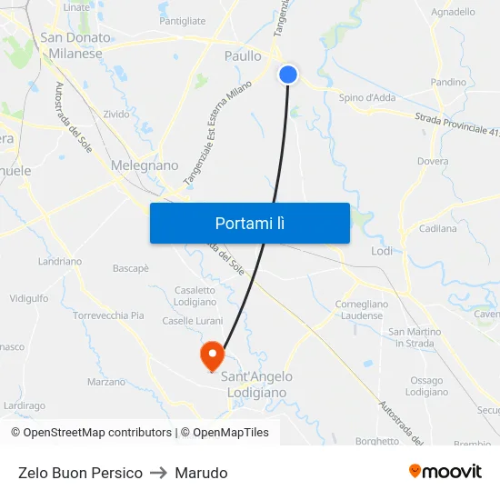 Zelo Buon Persico to Marudo map