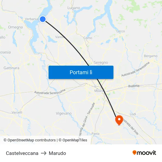 Castelveccana to Marudo map