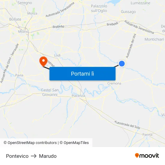 Pontevico to Marudo map