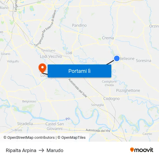 Ripalta Arpina to Marudo map