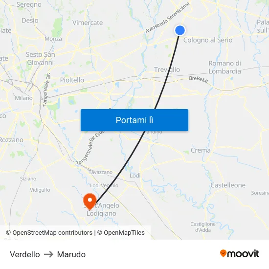 Verdello to Marudo map