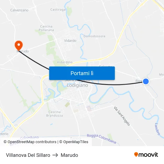 Villanova Del Sillaro to Marudo map