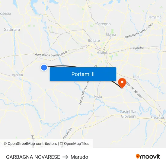 GARBAGNA NOVARESE to Marudo map