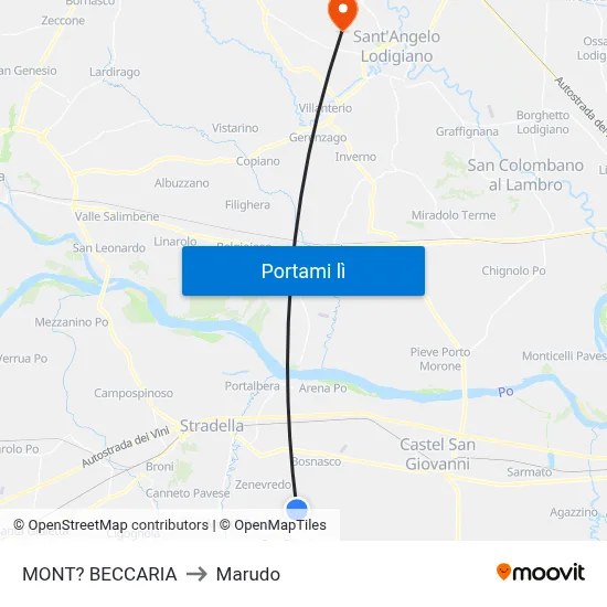 MONT? BECCARIA to Marudo map