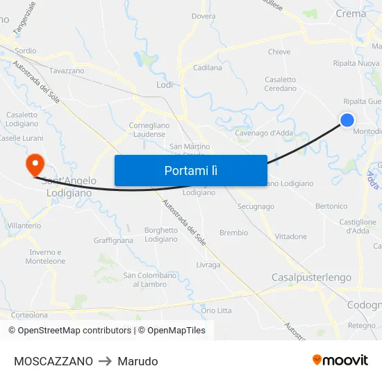 MOSCAZZANO to Marudo map