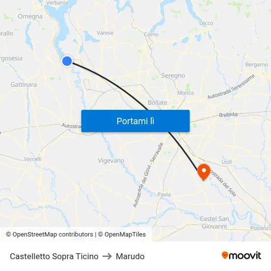 Castelletto Sopra Ticino to Marudo map