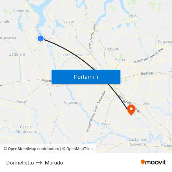 Dormelletto to Marudo map
