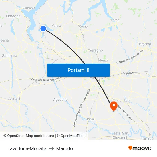 Travedona-Monate to Marudo map