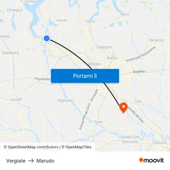 Vergiate to Marudo map