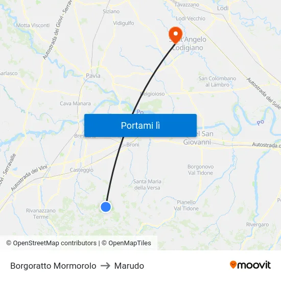 Borgoratto Mormorolo to Marudo map