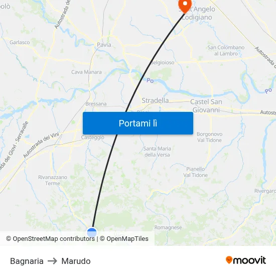 Bagnaria to Marudo map