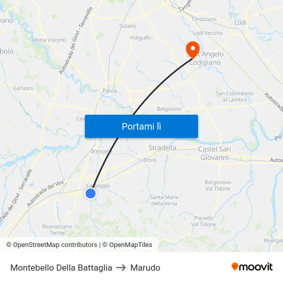 Montebello Della Battaglia to Marudo map
