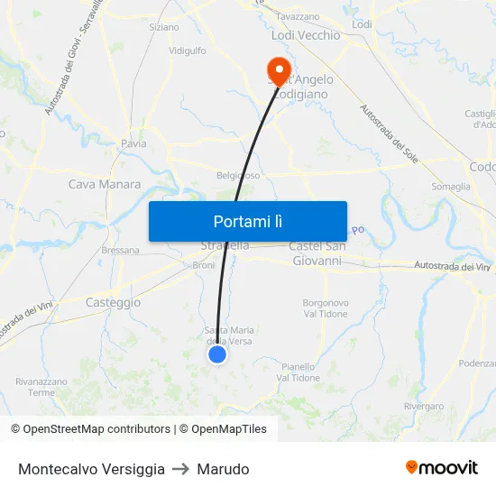 Montecalvo Versiggia to Marudo map