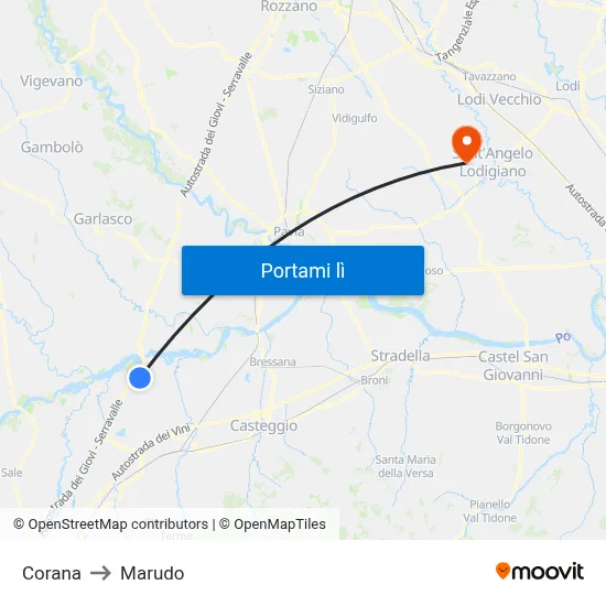 Corana to Marudo map