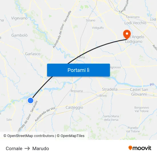Cornale to Marudo map