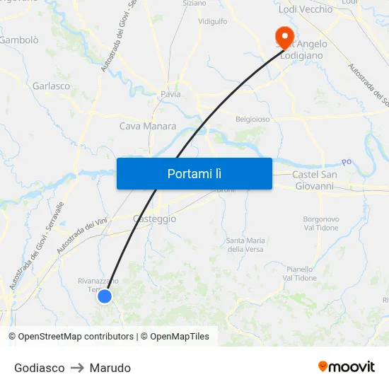 Godiasco to Marudo map