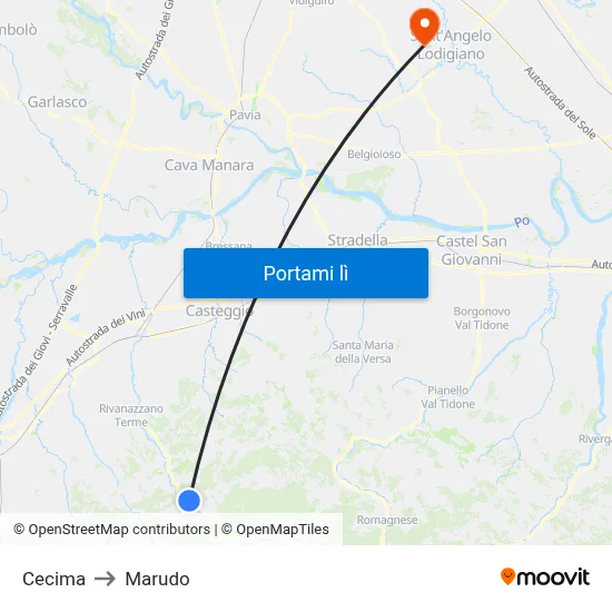 Cecima to Marudo map