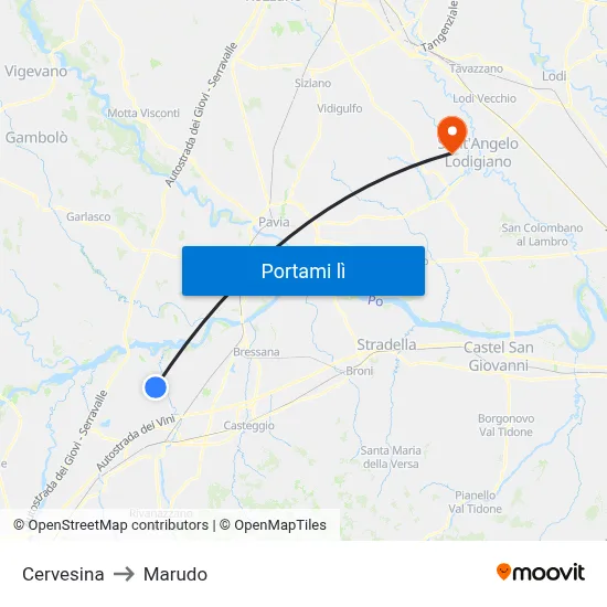 Cervesina to Marudo map