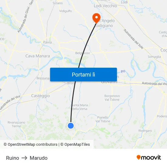 Ruino to Marudo map