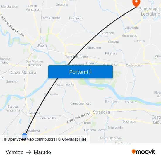 Verretto to Marudo map