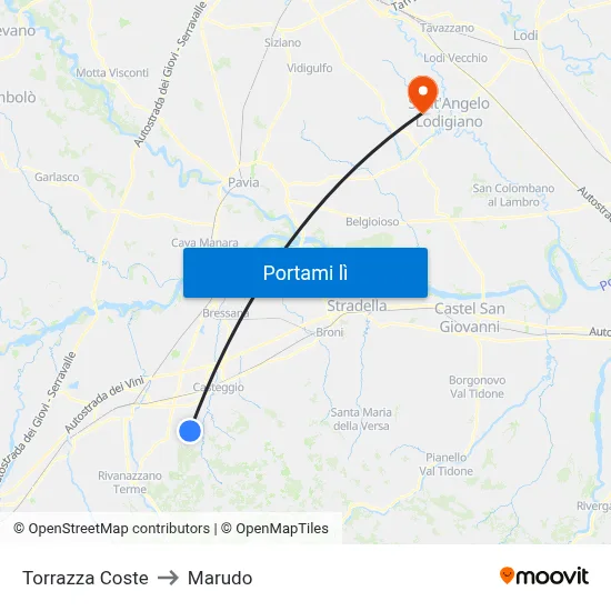 Torrazza Coste to Marudo map