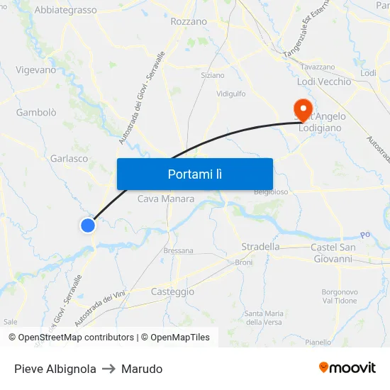 Pieve Albignola to Marudo map
