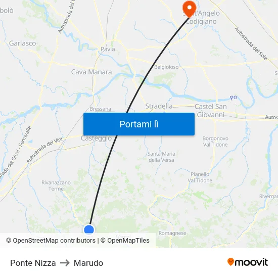 Ponte Nizza to Marudo map