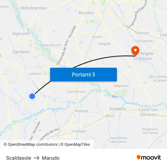 Scaldasole to Marudo map