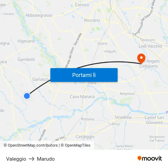 Valeggio to Marudo map