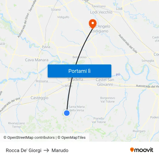 Rocca De' Giorgi to Marudo map