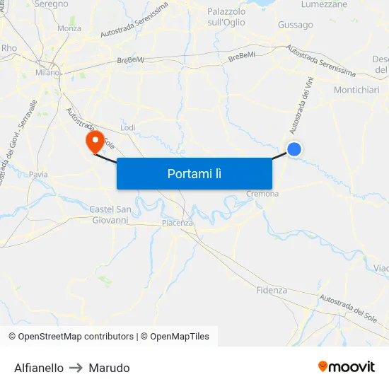 Alfianello to Marudo map