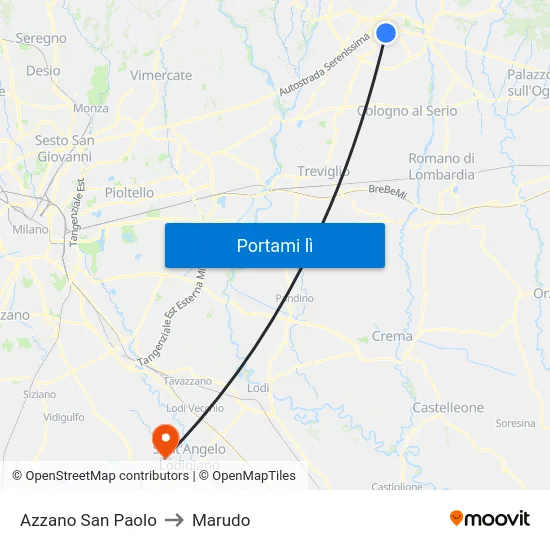 Azzano San Paolo to Marudo map