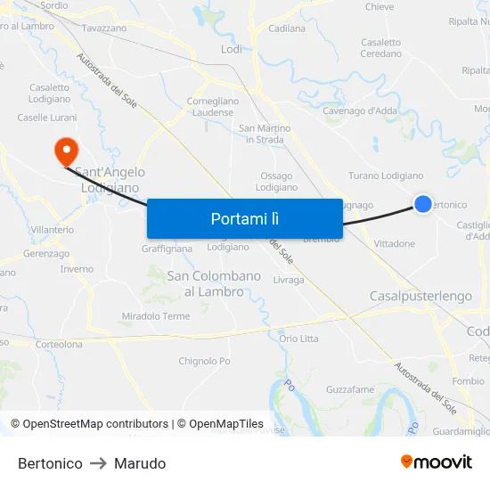 Bertonico to Marudo map